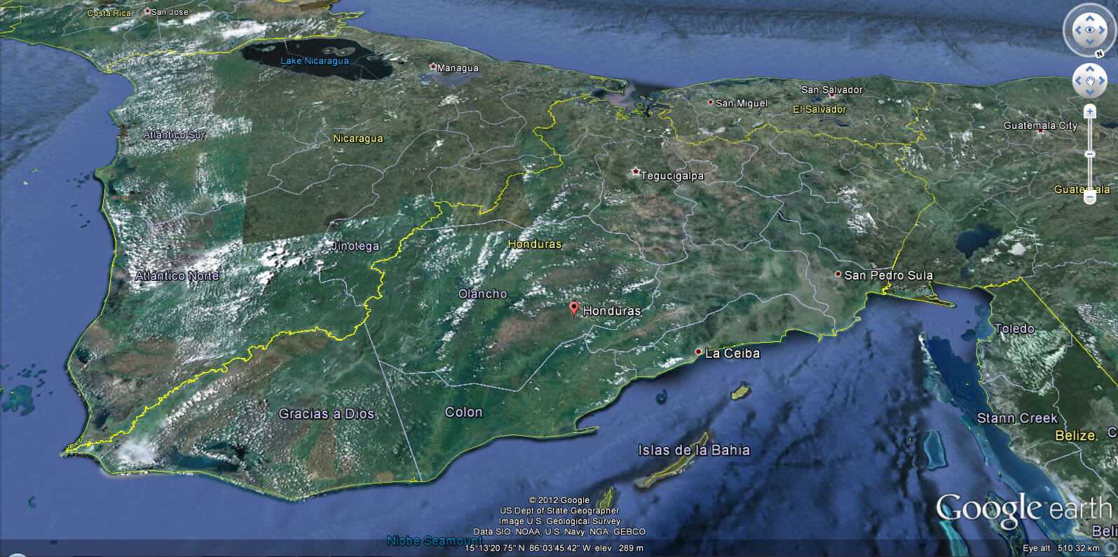 Honduras Earth Map